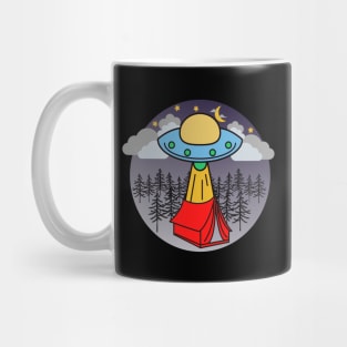 Alien Spaceship Visits Campers – Blue Red Mug